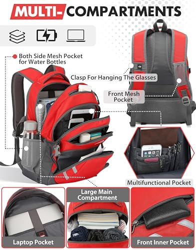 Extra Large Backpack Bookbag for College Laptop Travel (17 Inch / Strong Red)
