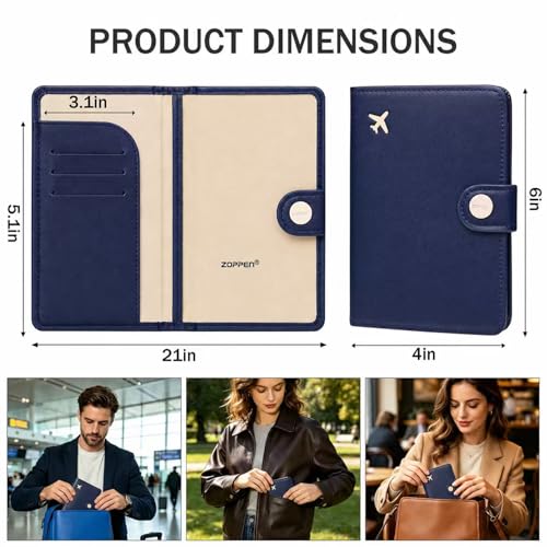 Passport Holder for Travel (Navy Blue)