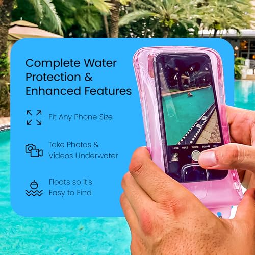 Floating Waterproof Phone Pouch Case Universal for iPhone Android (Pink)