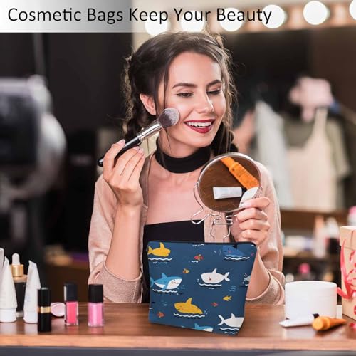 Shark Cosmetic Bags For Women (9 x 7.1 inch / Shark)