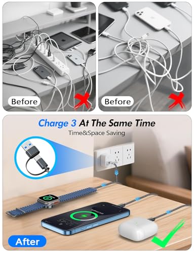 1Pack Travel Essentials for Apple Watch Charger (Black / 1Pack-6 FT)