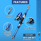 Kids Fishing Pole For Boys (2 Pack- Blue + Blue (Complete Set) / 4ft)