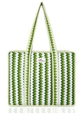 100% Cotton Quilted Tote Bag For Women (Olive Zigzag)