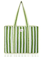 100% Cotton Quilted Tote Bag For Women (Olive Zigzag)