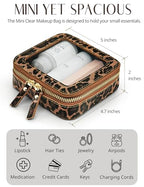 Small Makeup Bag Clear Mini Pouch Cosmetic Case Travel Leopard Make Up Bag for Purse Accessories Cheetah Print Travel Clear Case for Car Essentials Women Cute Leather Little Cosmetic Pouch with Zipper (Leopard Brown / Mini Chic)