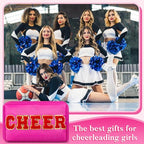 6 Pcs Cheer Makeup Bag Chenille Cosmetic Bag with Letter Patches (Bright Colors / Cheer)