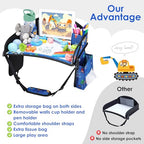Kids Travel Tray for Toddler Car Seat (Dark Blue Car)