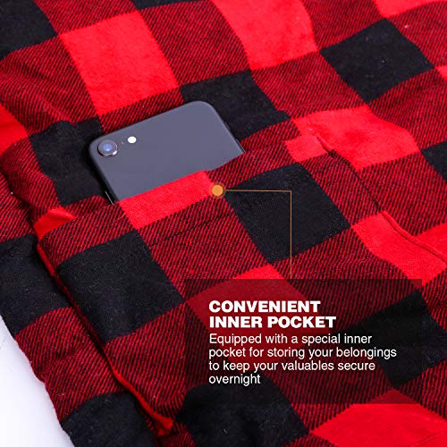Cotton Flannel Sleeping Bag for Adults (Red Plaid with 2lbs Filling)