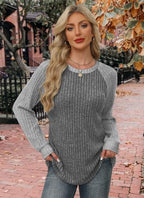 Womens Tops Long Sleeve Shirts Sweaters for Women Fall Teacher Outfits (X-Large / Grey White)