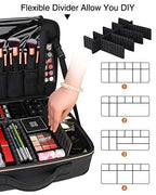 Makeup Case Large Makeup Bag Professional Train Case 16.5 inches Travel Cosmetic Organizer Brush Holder Waterproof Makeup Artist Storage Box (Large / Black Leather)