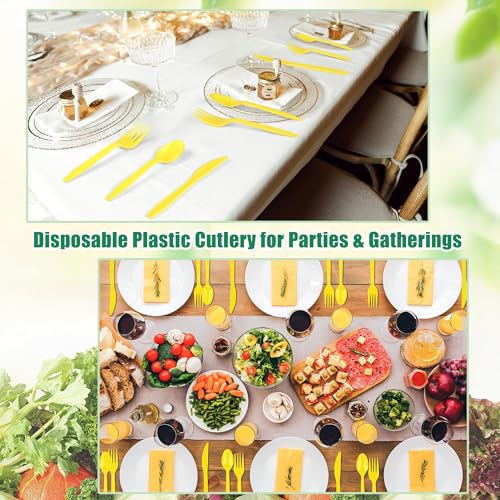 90 Pieces Yellow Plastic Cutlery Set (Yellow)