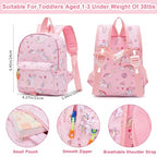 Toddler Backpack Leash with Anti Lost Wrist Link (Pink/Unicorn, Pink Link)