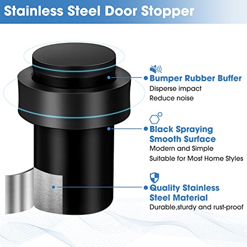20 Pcs Floor Mounted Door Stopper Stainless Steel (Black)