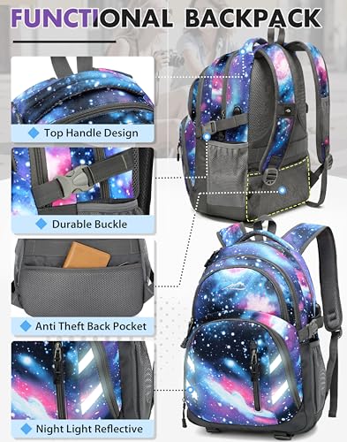 Backpack Bookbag for College Laptop Travel (15.6 Inch / Galaxy)