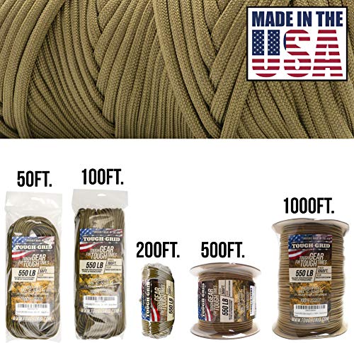 550 Paracord 100% Nylon (Grizzly Brown / 200 Ft.)