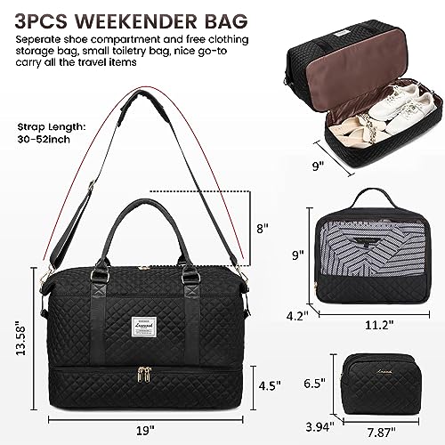 Travel Duffle Bag (Black-b-3pc / Large-3 Pcs)