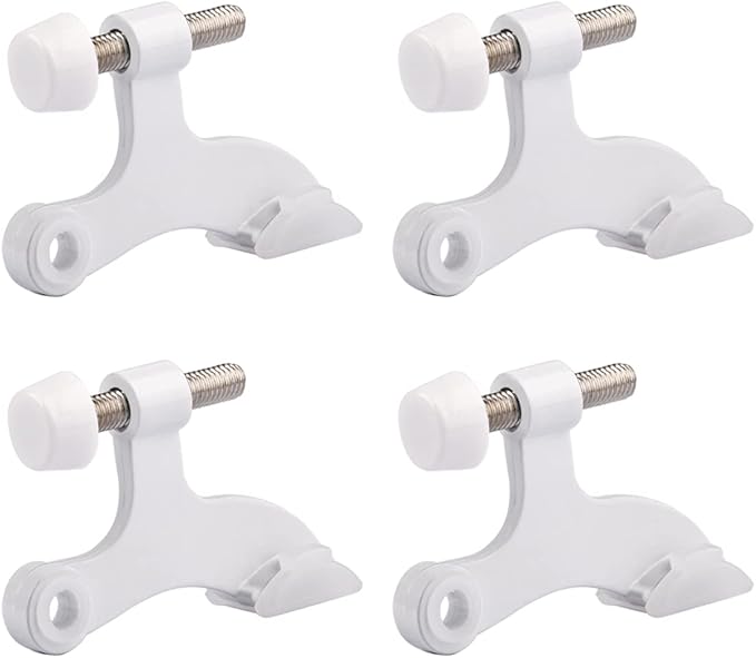HOMOTEK 4 Pack Hinge Pin White Door Stopper, Adjustable Deluxe Heavy Duty Door by HOMOTEK