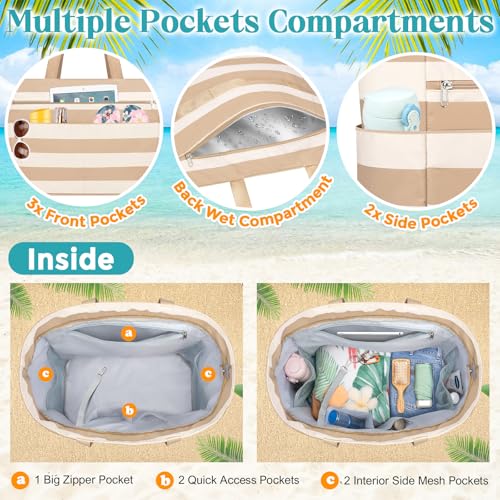 Extra Large Beach Bags for Women (Brown)