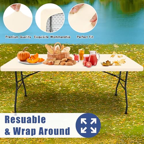 2 Pack Rectangle Spandex Fitted Table Cloth (Champagne / 72" x 36" (Rectangular))