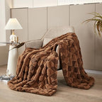 Luxury Faux Fur Rabbit Fur Throw Blanket Brown 60"*80" (Faux Fur Brown / 60"*80")