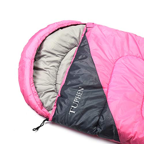 Sleeping Bags for Adults Kids Boys Girls Backpacking Hiking Camping Microfiber Liner ((50-77°F) Pink)