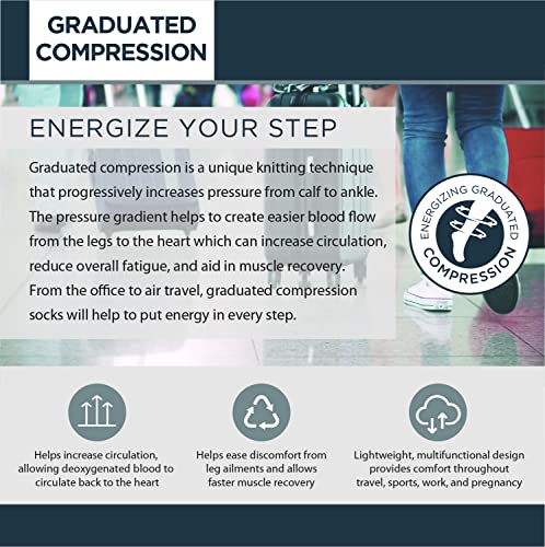 Men's Knee High Graduated Compression Socks for Circulation (Shoe Size: 6-12 / Black)