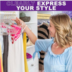 Premium Clear Invisible Acrylic Hangers (Clear/Gold Glitter / 60-Pack)