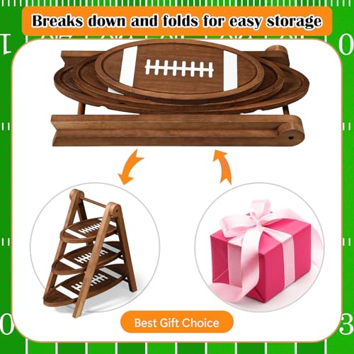 3 Tier Football Serving Tray with 15" Collapsible Ladder Stand (Football)