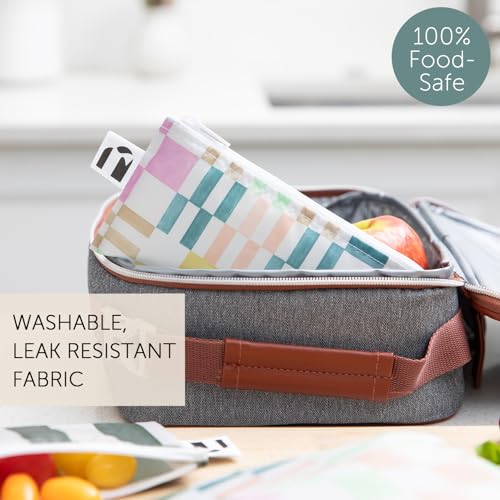 Roamio Reusable Snack Bags (D1 Grn Stipe & Multi Check-Sm)