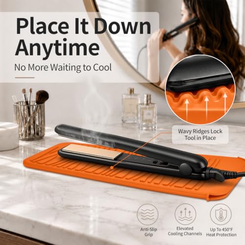 Silicone Heat Resistant Travel Pouch for Hair Styling Tools (1 Pack / Orange)