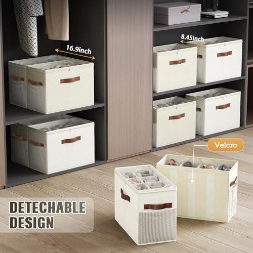 2 Pack Shoe Organizer for Closet (beige+beige-yellow)