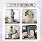 LFH Home Cotton Rich Canvas Extra Large Laundry Bag with Drawstring and Handles Heavy Duty (28”x36” (Pack of 2) / Natural)
