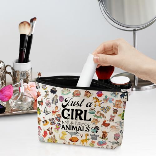 Animal Lovers Gifts for Women Cute Animal Accessories Stuff Cosmetic Bag travel Makeup Bag Gifts for Women Best Friend Birthday Friendship Appreciation Anniversary Graduation Christmas Mothers Day (Girl Animals 1199)