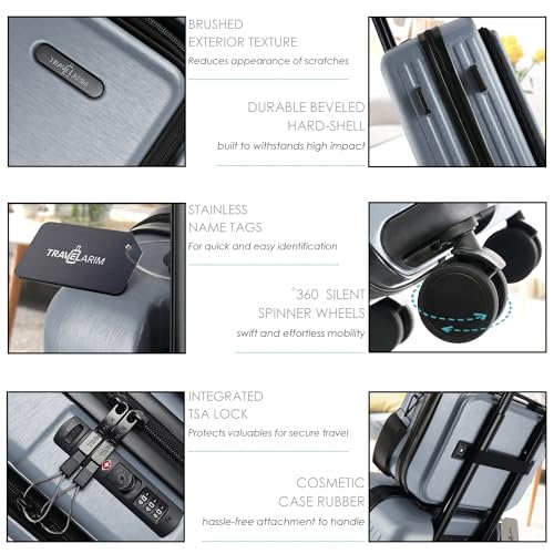 20 Inch Carry On Luggage 22x14x9 Airline Approved Suitcase (Carry-on 20 Inch / Grey)