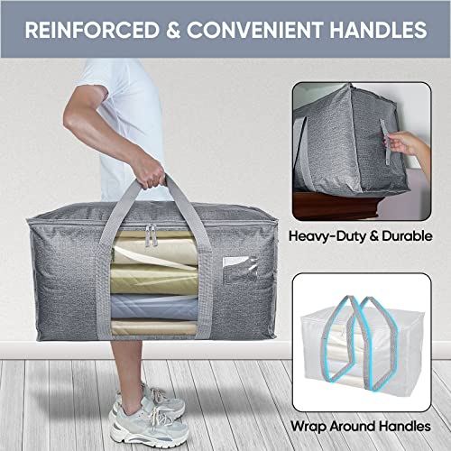 2 Pack Oversized Moving Bags with Reinforced Handles (2-Pack / Grey-window)