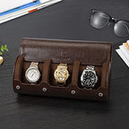 Watch Roll Travel Case (3 slots / Dark Brown)