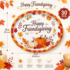 Thanksgiving and Friendsgiving Large Oval Paper Plates 30 Count (Fall Harvest Multicolor (orange, Brown, Yellow, Red))