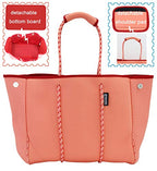 Neoprene Multipurpose Beach Bag Tote with Inner Zipper Pocket (Coral / Large)