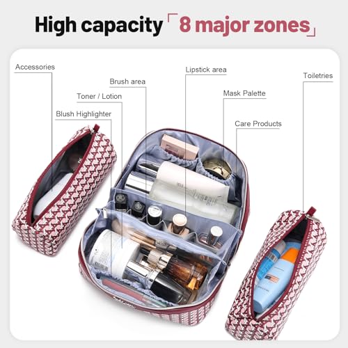 Travel Makeup Bag Cosmetic Bags for Women (M-78Red)