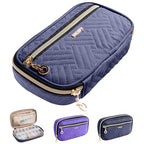 Travel Pill Organizer 2 Times a Day with Cute Fabric Pill Case (Blue / Large)