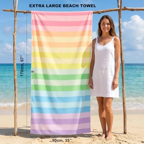 Microfiber Beach Towel Sand (S-pastel Coast / Extra Large(67x35"))
