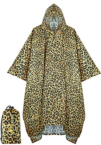 Hooded Rain Poncho for Adults (Leopard)
