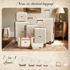 Luggage Sets with Spinner Wheels (Dark Green / 7 piece sets（14/18/20/24/28/DB/TB）)