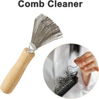 1Pc Hair Brush Cleaner Tool Rake Comb Cleaner Brushes Mini Hair Dirt Remover Brush with Metal Wire Rake Wooden Handle Hair Brushes Styling Tools and Appliances