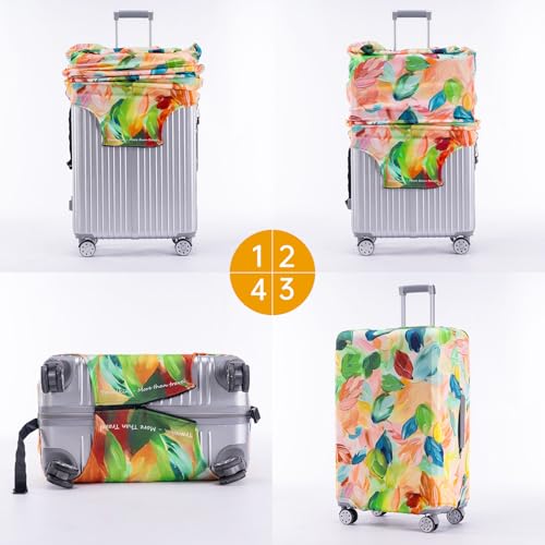 Travelkin Suitcase Covers For Luggage Tsa Approved Luggage Covers Protector (Coloured Leaves / L)