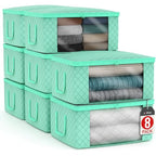 Blanket Storage Bags with Clear Window (8 Pack Large / Teal)