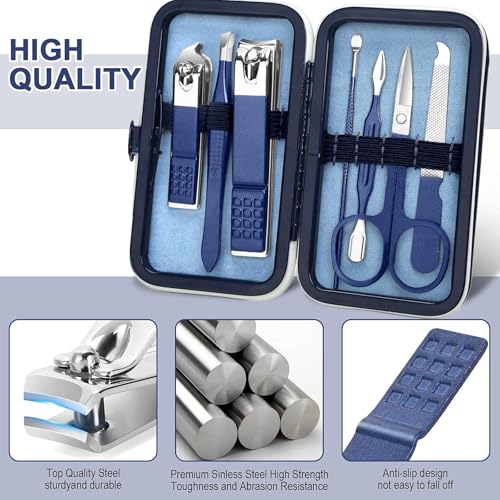 Travel Manicure Set Pedicure Kit Nail Clippers Set Grooming Kit (Blue)