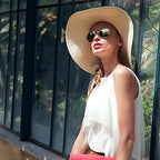 Womens Straw Hat Foldable Wide Brim Floppy Beach Sun Hat for Women Roll up Cap UPF 50+ Adjustable Strap Vacation (Ada Beige 5.9" Brim, 1 Pack)