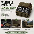 JMR Wool Camping Blanket 10 (Olive Green / 62x84 - 10 Pack)