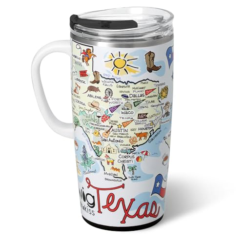 22oz Insulated Travel Mug with Handle & Lid (Texas / 22 Ounces)